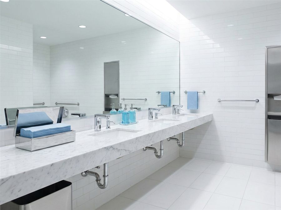 Spotless commercial restroom after professional sanitation